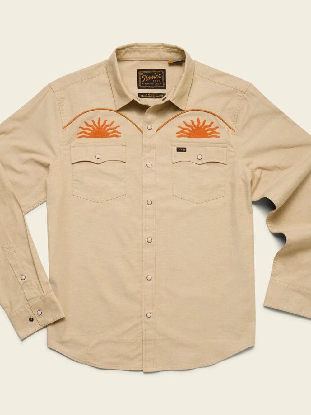 NWOT Howler Brothers Men's Crosscut SnapShirt Deluxe Long sleeve Sunbeam Size XL